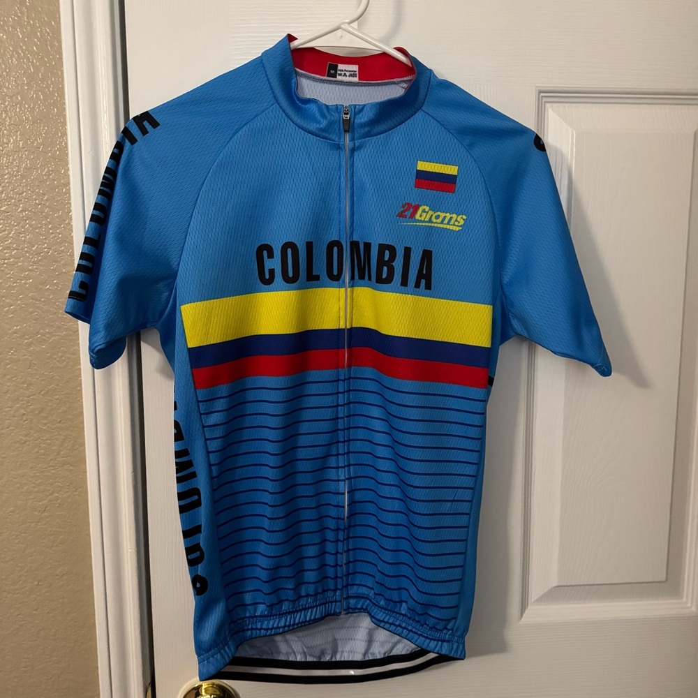 Colombia Cycling Jersey - Blue with Yellow & Red Stripes